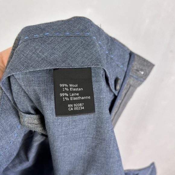 Saks Fifth Avenue men’s size 36 x 31 wool dress pants slim leg gray blue plaid - Picture 12 of 15